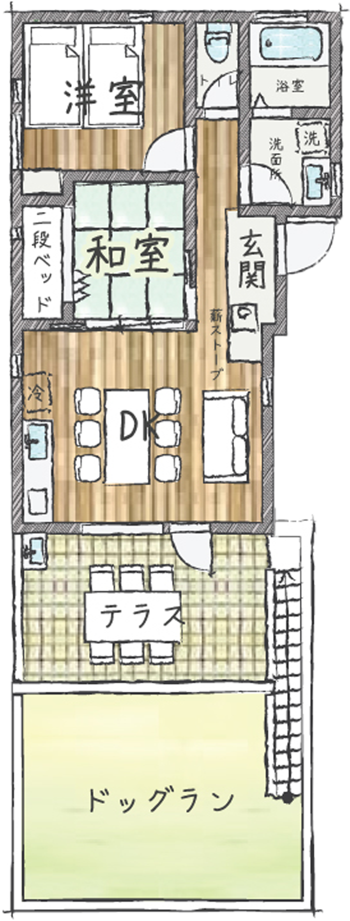 ドッグヴィラカミーナ4名定員間取り図